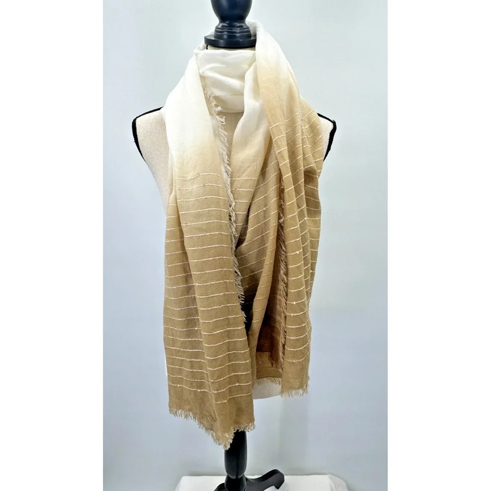 Ombre Sparkle Gold Sequin Cream Beige Tan Scarf Shawl Wrap 46X35 Reactangle